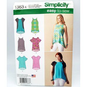Simplicity Pattern 1363 A Size US XXS-XXL Misses Loose Fitting Top Shirt Uncut